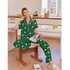 Ekouaer Pajamas for Women Set Button Up Soft Pjs Short Sleeve Lounge Sets(Green Gingerbread)