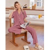 Ekouaer Pajamas for Women Set Button Up Soft Pjs Short Sleeve Lounge Sets(Old Rose)