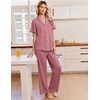 Ekouaer Pajamas for Women Set Button Up Soft Pjs Short Sleeve Lounge Sets(Old Rose)