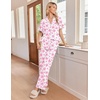 Ekouaer Pajamas for Women Set Button Up Soft Pjs Short Sleeve Lounge Sets(Pink Bow)