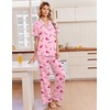 Ekouaer Pajamas for Women Set Button Up Soft Pjs Short Sleeve Lounge Sets(Pink Candy Cane)