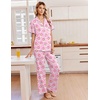 Ekouaer Pajamas for Women Set Button Up Soft Pjs Short Sleeve Lounge Sets(Pink Santa)