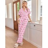 Ekouaer Pajamas for Women Set Button Up Soft Pjs Short Sleeve Lounge Sets(Pink Santa)