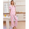 Ekouaer Pajamas for Women Set Button Up Soft Pjs Short Sleeve Lounge Sets(Pink Stripes Bow)