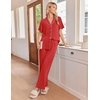 Ekouaer Pajamas for Women Set Button Up Soft Pjs Short Sleeve Lounge Sets(Red)