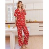 Ekouaer Pajamas for Women Set Button Up Soft Pjs Short Sleeve Lounge Sets(Red Santa)