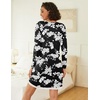 Ekouaer Womens Long Sleeve Nightgowns V Neck Sleepshirts Lace Nightshirts(Black White Floral)