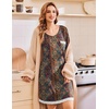Ekouaer Womens Long Sleeve Nightgowns V Neck Sleepshirts Lace Nightshirts(Bohemian)