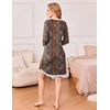 Ekouaer Womens Long Sleeve Nightgowns V Neck Sleepshirts Lace Nightshirts(Bohemian)