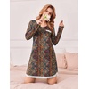 Ekouaer Womens Long Sleeve Nightgowns V Neck Sleepshirts Lace Nightshirts(Bohemian)