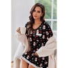 Ekouaer Womens Long Sleeve Nightgowns V Neck Sleepshirts Lace Nightshirts(Christmas Print)
