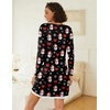 Ekouaer Womens Long Sleeve Nightgowns V Neck Sleepshirts Lace Nightshirts(Christmas Print)