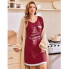 Ekouaer Womens Long Sleeve Nightgowns V Neck Sleepshirts Lace Nightshirts(Christmas Tree)