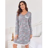 Ekouaer Womens Long Sleeve Nightgowns V Neck Sleepshirts Lace Nightshirts(Coffee Cup Print)