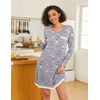 Ekouaer Womens Long Sleeve Nightgowns V Neck Sleepshirts Lace Nightshirts(Coffee Cup Print)