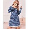Ekouaer Womens Long Sleeve Nightgowns V Neck Sleepshirts Lace Nightshirts(Letter Print)