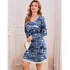 Ekouaer Womens Long Sleeve Nightgowns V Neck Sleepshirts Lace Nightshirts(Letter Print)