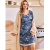 Ekouaer Womens Long Sleeve Nightgowns V Neck Sleepshirts Lace Nightshirts(Letter Print)