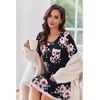 Ekouaer Womens Long Sleeve Nightgowns V Neck Sleepshirts Lace Nightshirts(Peach Pink Flowers)