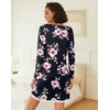 Ekouaer Womens Long Sleeve Nightgowns V Neck Sleepshirts Lace Nightshirts(Peach Pink Flowers)