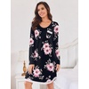 Ekouaer Womens Long Sleeve Nightgowns V Neck Sleepshirts Lace Nightshirts(Peach Pink Flowers)