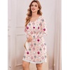 Ekouaer Womens Long Sleeve Nightgowns V Neck Sleepshirts Lace Nightshirts(Pink Sheep)