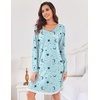 Ekouaer Womens Long Sleeve Nightgowns V Neck Sleepshirts Lace Nightshirts(Star Print)
