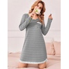 Ekouaer Womens Long Sleeve Nightgowns V Neck Sleepshirts Lace Nightshirts(Strip)