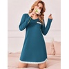 Ekouaer Womens Long Sleeve Nightgowns V Neck Sleepshirts Lace Nightshirts(Teal)