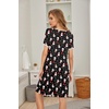 Ekouaer Womens Nightgown Short Sleeve Sleepwear Soft Pleated Sleepshirt(Christmas Snowman Black)