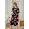 Ekouaer Womens Nightgown Short Sleeve Sleepwear Soft Pleated Sleepshirt(Floral Black Red)