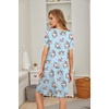 Ekouaer Womens Nightgown Short Sleeve Sleepwear Soft Pleated Sleepshirt(Floral Blue Pink)