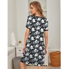Ekouaer Womens Nightgown Short Sleeve Sleepwear Soft Pleated Sleepshirt(Flowers Black)