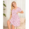 Ekouaer Womens Nightgown Short Sleeve Sleepwear Soft Pleated Sleepshirt(Flowers Pink)