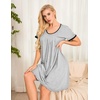 Ekouaer Womens Nightgown Short Sleeve Sleepwear Soft Pleated Sleepshirt(Grey)