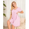 Ekouaer Womens Nightgown Short Sleeve Sleepwear Soft Pleated Sleepshirt(Mistyrose)