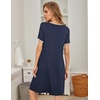 Ekouaer Womens Nightgown Short Sleeve Sleepwear Soft Pleated Sleepshirt(Navyblue)