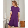 Ekouaer Womens Nightgown Short Sleeve Sleepwear Soft Pleated Sleepshirt(Purple)