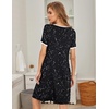 Ekouaer Womens Nightgown Short Sleeve Sleepwear Soft Pleated Sleepshirt(Starry Sky Black)