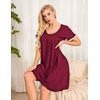 Ekouaer Womens Nightgown Short Sleeve Sleepwear Soft Pleated Sleepshirt(Winered)