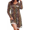 Ekouaer Womens Long Sleeve Nightgowns V Neck Sleepshirts Lace Nightshirts(Bohemian)