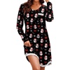 Ekouaer Womens Long Sleeve Nightgowns V Neck Sleepshirts Lace Nightshirts(Christmas Print)