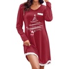 Ekouaer Womens Long Sleeve Nightgowns V Neck Sleepshirts Lace Nightshirts(Christmas Tree)