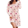 Ekouaer Womens Long Sleeve Nightgowns V Neck Sleepshirts Lace Nightshirts(Pink Sheep)