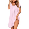 Ekouaer Womens Nightgown Short Sleeve Sleepwear Soft Pleated Sleepshirt(Mistyrose)